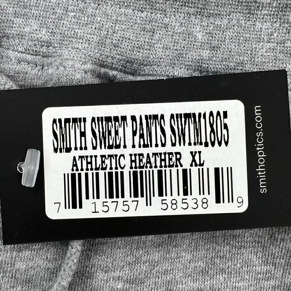 New Smith Men US XL Grey Sweet Pants Sport Casual Logo Joggers Elastic Waist - Picture 10 of 12